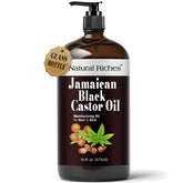 Natural Riches Jamaican Black Castor Oil bottle in glass preserves potency.