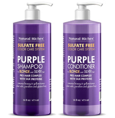 Natural Riches purple shampoo bottle highlights cooler blonde tones