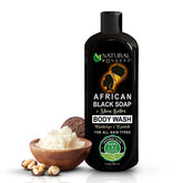 Natural Wunderz Jabón Negro Africano en botella de 12 onzas para limpieza profunda sin resecar.