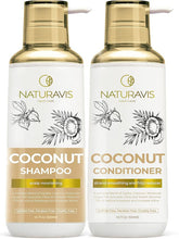 Naturavis Coconut Shampoo bottle highlights hydration for dry hair.