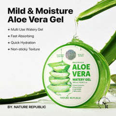 Nature Republic Aloe Vera Watery Gel, absorción rápida para piel fresca y suave