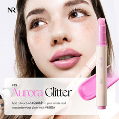 Nature Republic Honey Melting Lip Glitter 13 Aurora brinda brillo iridiscente para labios radiantes.