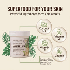 Textura ligera de Nature Well, crema de coco con absorción rápida y sin grasa