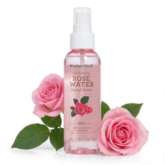 Nature Well tonico agua de rosas en nebulización para rostro, hidratación suave.