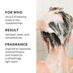NatureLab.TOKYO Perfect Clean Scalp Scrub in lather demonstrates scalp detox action.