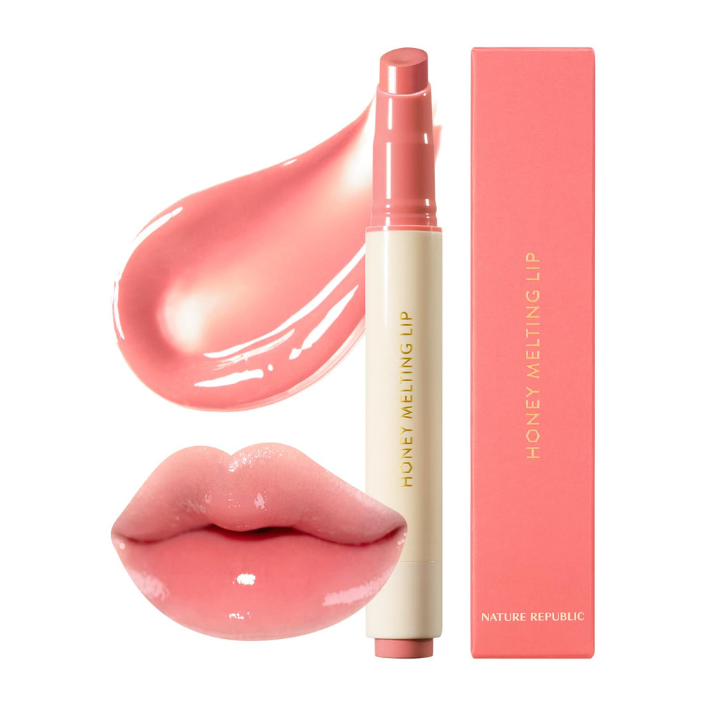 Nature Republic Labial Miel Derretido, textura suave que hidrata y aporta brillo natural.