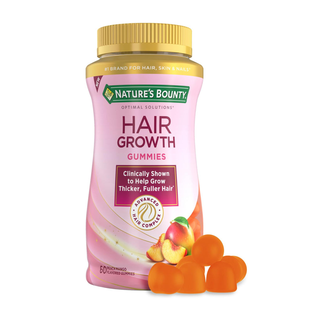 Nature’s Bounty Hair Growth Gummies en botella, fácil de tomar para apoyar cabello grueso