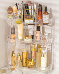 NATURE'S SOURCE makeup organizer 3-tier corner vanity maximizes countertop space