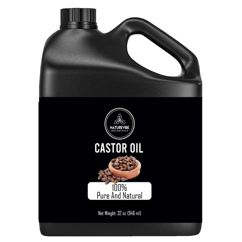 Naturevibe Botanicals Aceite de ricino, botella para verter suave, ideal para uso diario.
