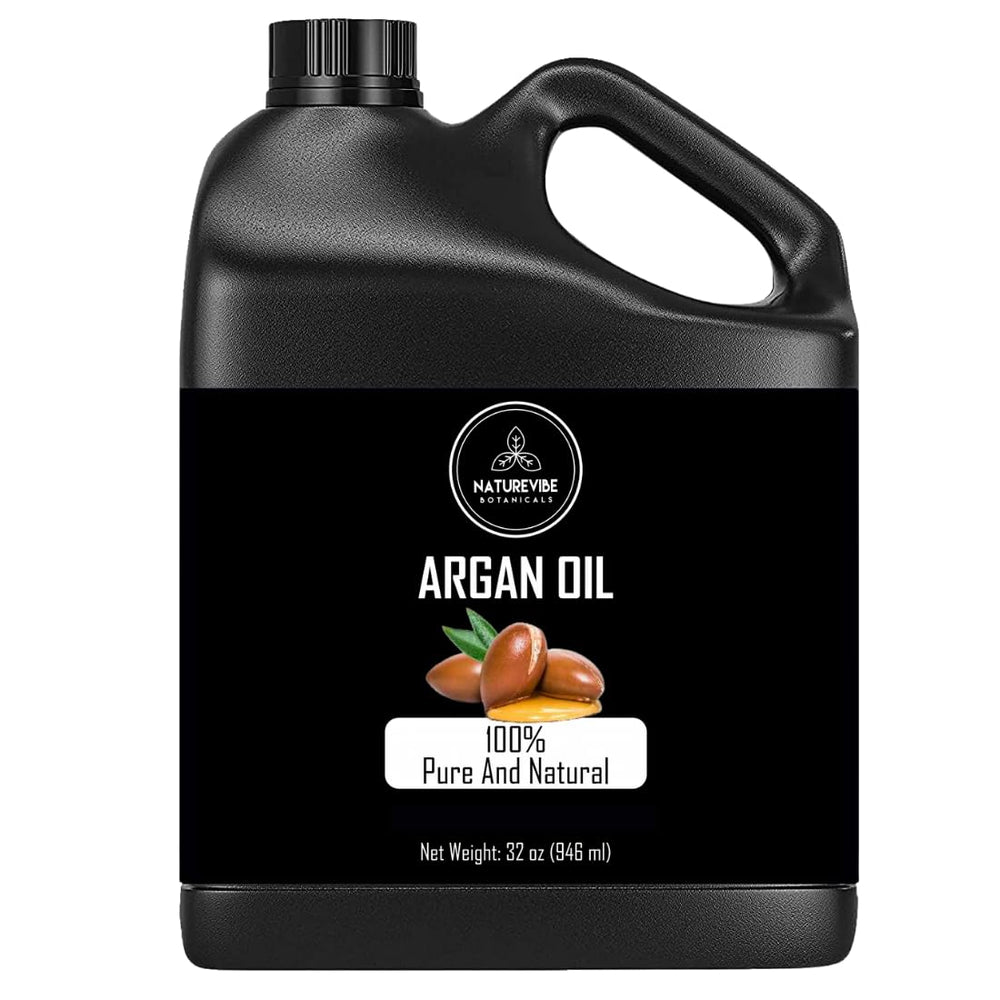 Naturevibe Botanicals Argan Oil 32oz bottle for versatile hair and skin care