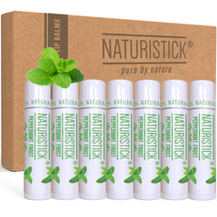 Naturistick Peppermint Lip Balm pack shows seven sticks for daily hydration.