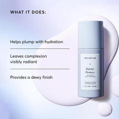 Naturium Barrier Bounce Serum escena ritual diurno, uso diario para piel radiante.