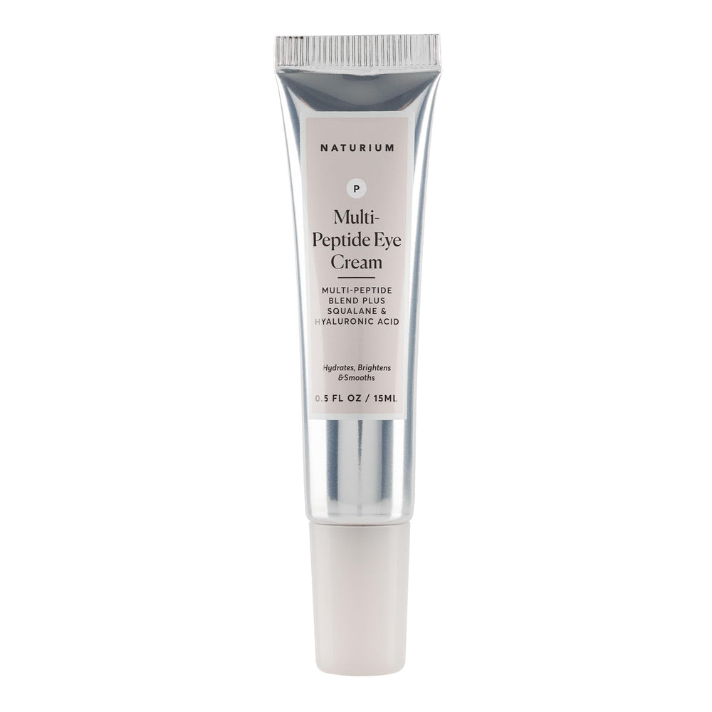 Naturium crema ojos multi peptidos, envase 0.5oz, ideal para uso diario.