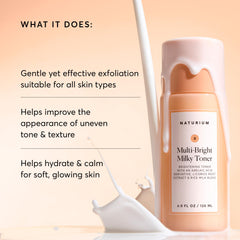 Naturium Multi-Bright Milky Toner, leche-arroz: suavizante humectante para piel normal.