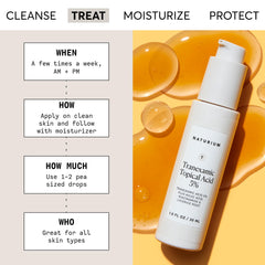 Naturium tranexamic topical acid 5% serum swirl showcases creamy texture.