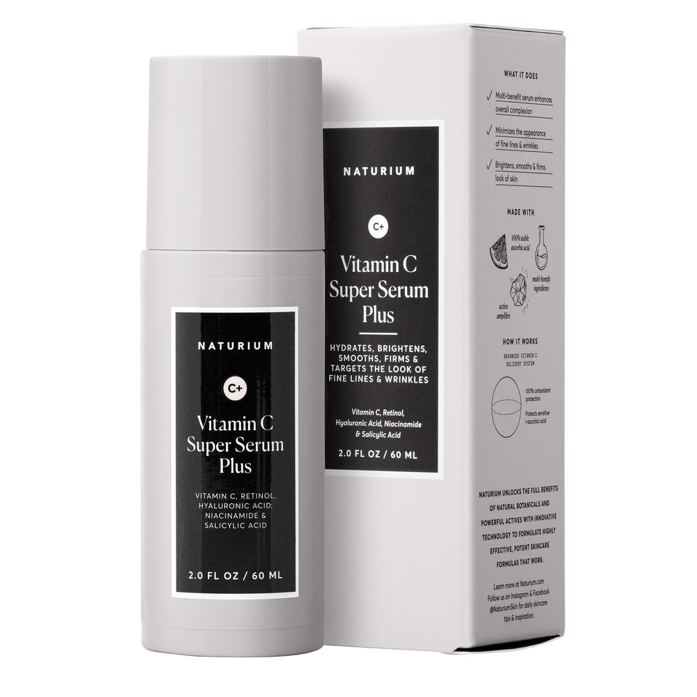 Naturium Vitamin C Super Serum Plus bottle brightening daily skincare routine.