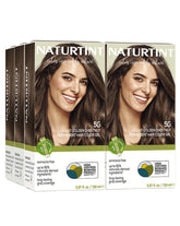 Naturtint 5G Light Golden Chestnut application swatch shows natural, long-lasting color