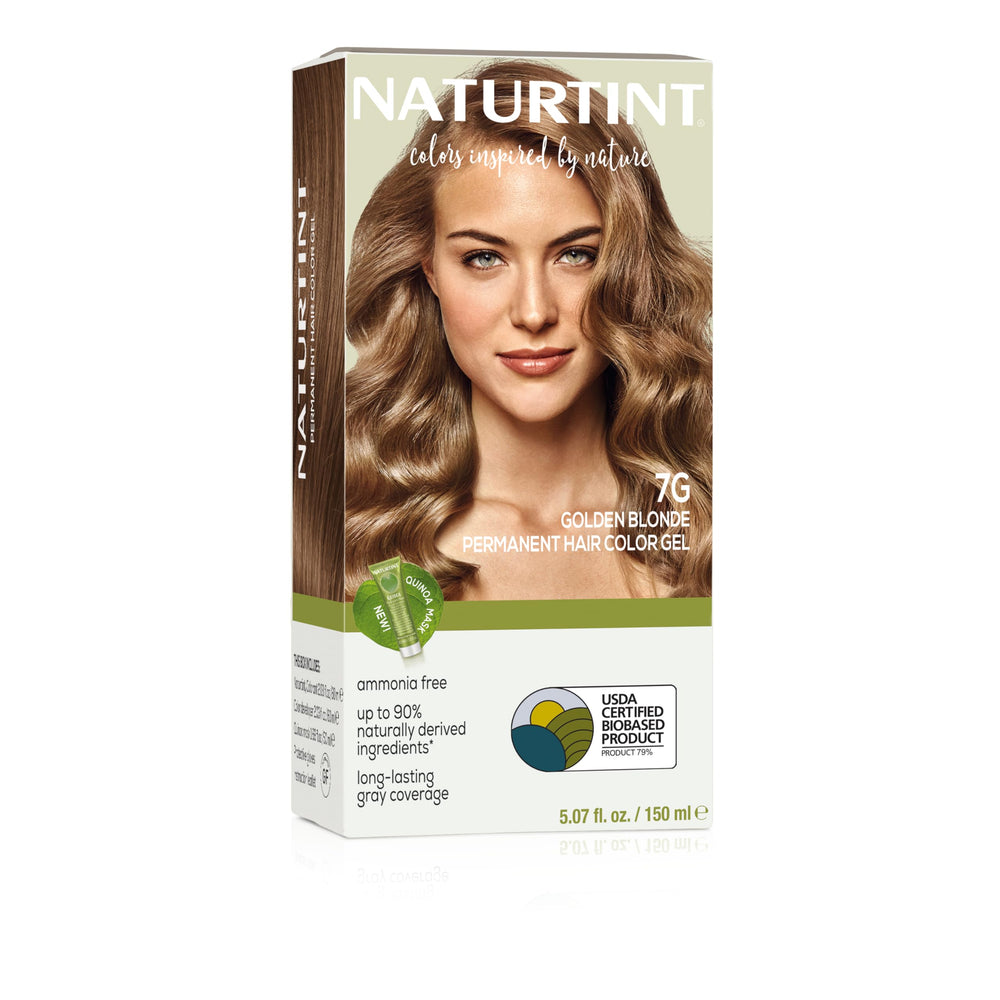Naturtint 7G Golden Blonde bottle showing ammonia-free formula for gentle at-home color