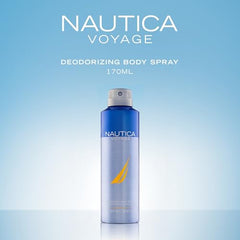 Nautica Voyage label detail highlights premium branding on the bottle.