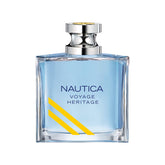 Nautica Voyage Heritage bottle closeup for a fresh, versatile daytime fragrance.