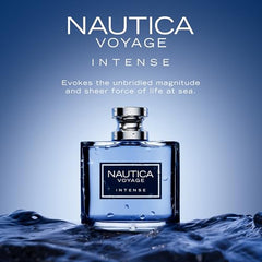 Nautica Voyage Intense label closeup emphasizing authenticity.