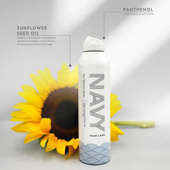 Navy Hair Care Navy Dry Texture Spray sunflower seed oil nourishes and protects hair