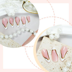 NBNTGH gold-line nails with 30 nail glue stickers for quick, secure wear.