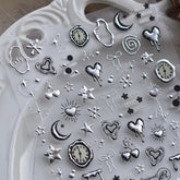 NBNTGH pegatinas uñas corazones-estrellas 5D en relieve para decoración elegante
