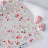 NBNTGH Uñas 5D relieve rosa lazo: acabado texturizado para uñas con estilo.
