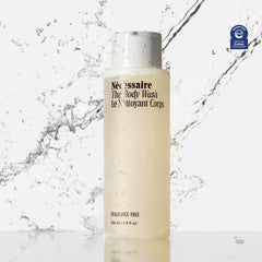 Nécessaire barrier-care ingredients niacinamide and ceramides visible on bottle.
