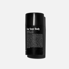 Close-up of the Santal deodorant stick reveals smooth application.