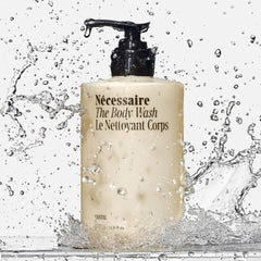 Nécessaire The Body Wash Santal mineral blend close-up emphasizes micro-mineral cleansing benefits