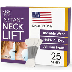 NECK LESS packaging box showing at-home face lift strips for easy use