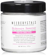 NeedCrystals microdermabrasion crystals jar for at-home exfoliation.