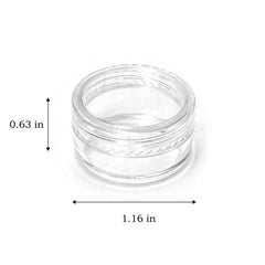 NEEMORE clear acrylic 5g jars showing transparency for quick content identification.