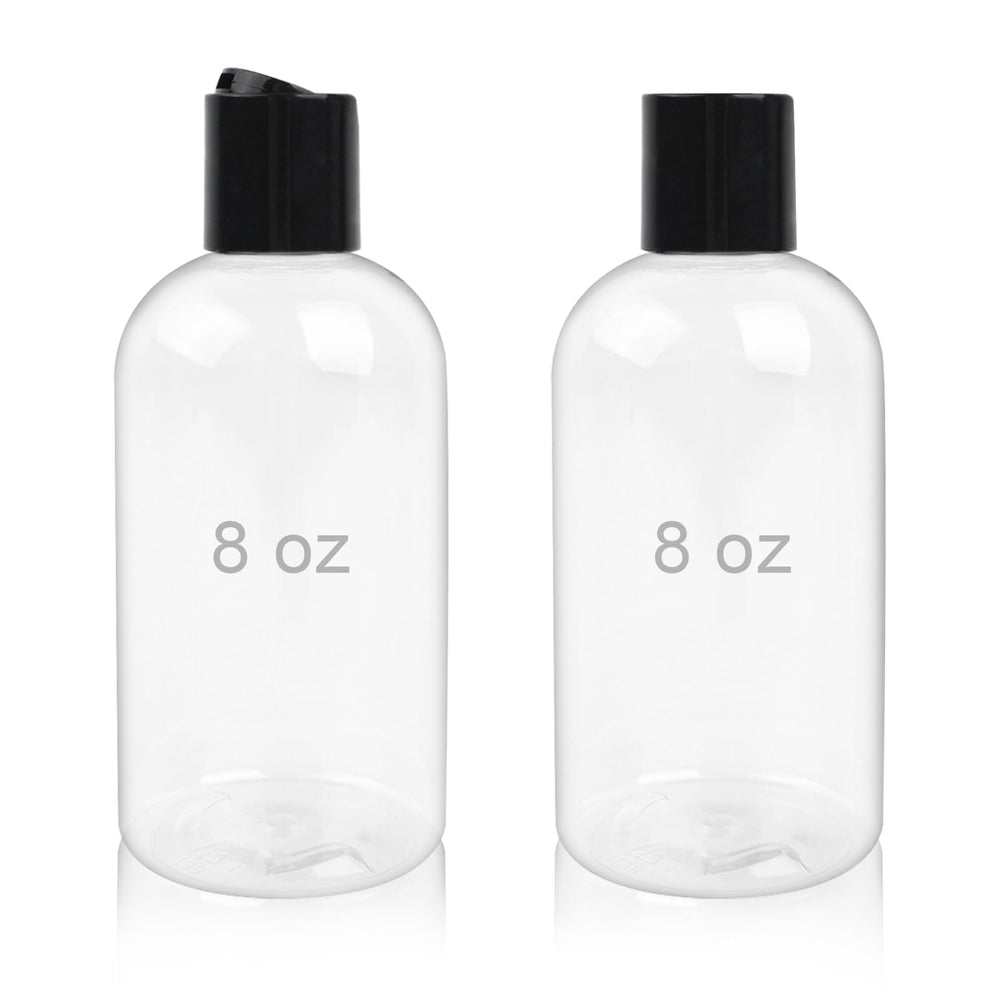 Neendohome 8oz clear bottle with disc cap for leak-free travel.