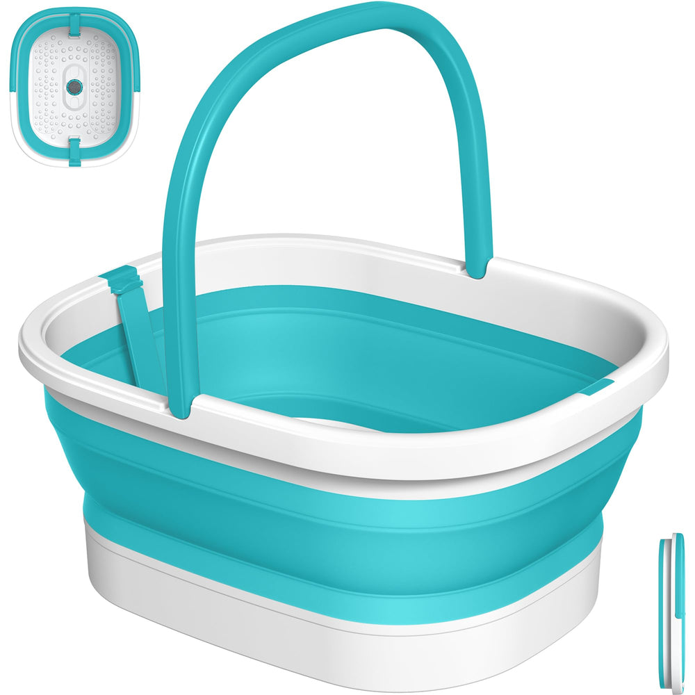 Nekteck foot soaking tub collapsed view showing space saving design