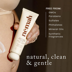 Nemah Stretch Mark Cream ingredients include shea butter and macadamia oil to nourish skin.