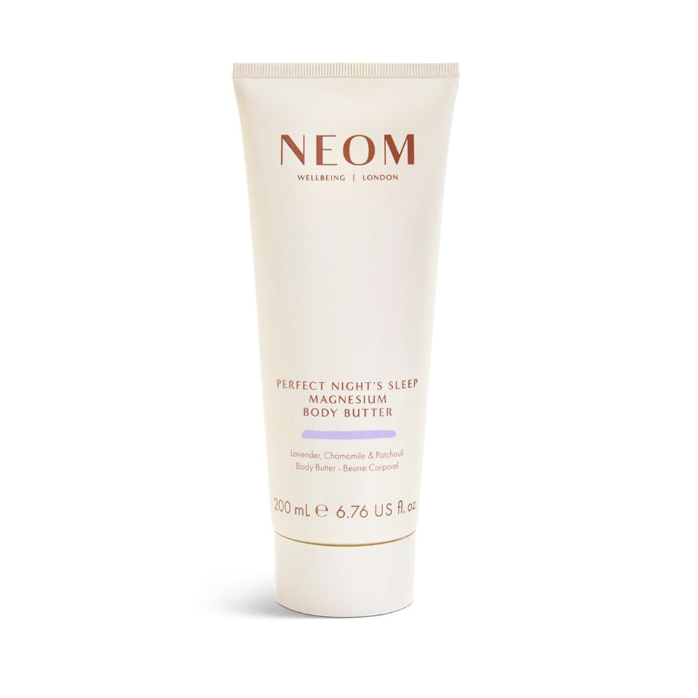 Neom Perfect Night's Sleep magnesium body butter bottle with lavender and chamomile notes.