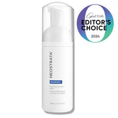 NEOSTRATA foaming glycolic face wash pump action highlights easy one-step cleansing