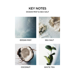 Fragrance-note detail showing ocean mist and sea salt profile.
