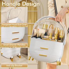 NestOrganix portable handle enables easy transport between room, dresser, and bathroom.
