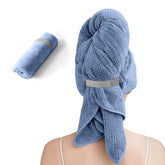 Netcken: toalla grande de microfibra azul para cabello, alta absorción y uso cómodo.
