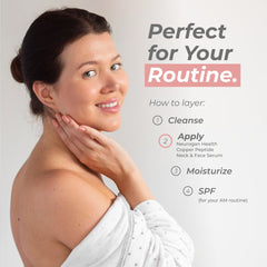 Close-up of Neurogan GHK-Cu serum applied to skin