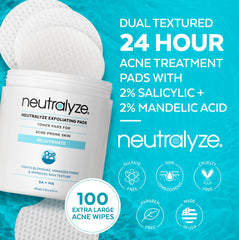 Neutralyze Exfoliating Acne Wipes textured side close-up for dual action