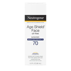 Neutrogena Age Shield loción solar en tubo, protección diaria sin aceite.