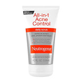 Neutrogena All-In-1 Acne Control face scrub tube front view highlights the product for clearer skin.