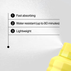 Textura suave que se absorbe rápido al rostro y cuerpo.