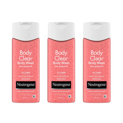 Neutrogena Body Clear bottle with pink grapefruit fragrance for daily breakout care.