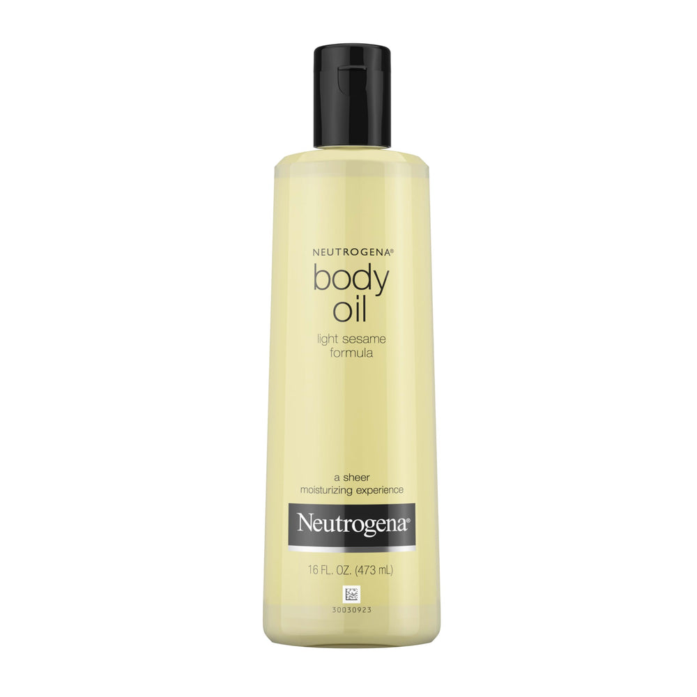 Neutrogena Body Oil Light Sesame Formula bottle for lightweight, non-greasy hydration.